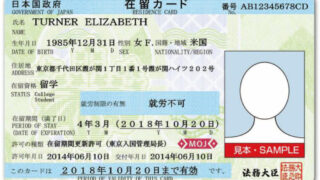 在留カード（表面）